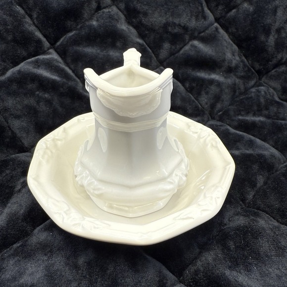 Mini Vintage Red Cliff Ironstone Wash Face Hand Pitcher Basin Ceramic White‎ 4" - Picture 4 of 10